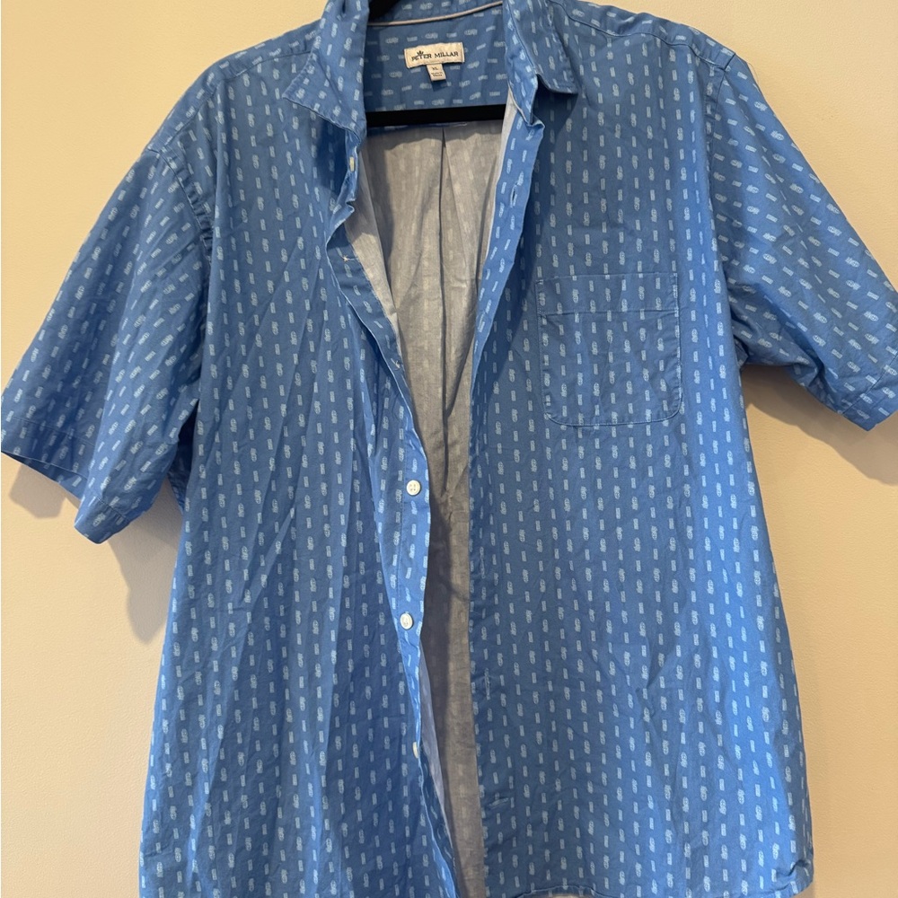Peter Millar Blue Patterned Men's Shirt